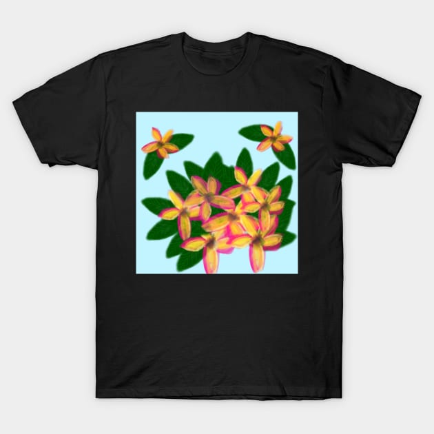 Yellow Frangipani flower pattern T-Shirt by FamilyCurios